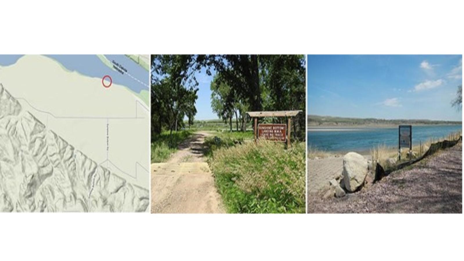 Map location and signage near Sunshine Bottom River Access
