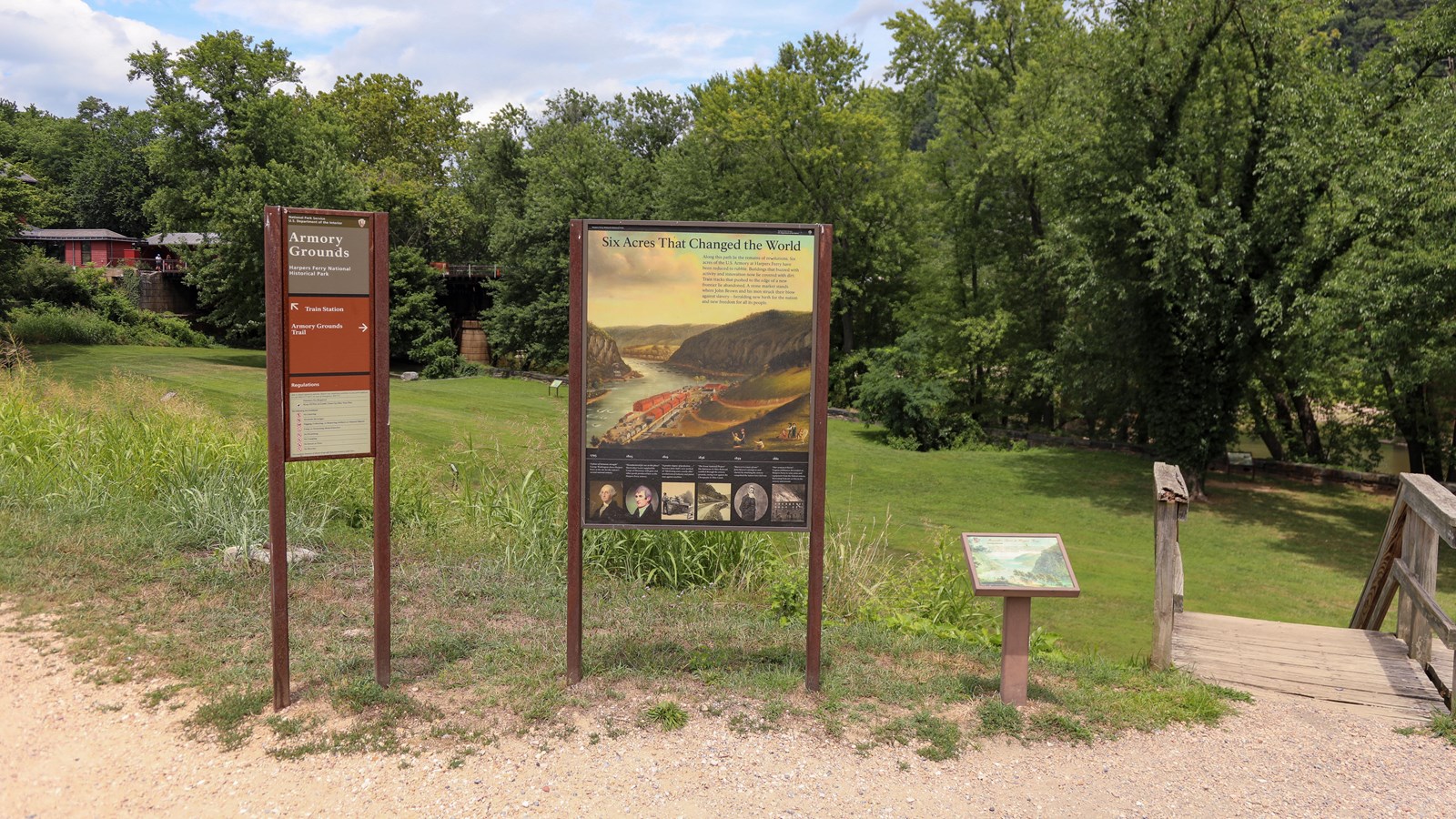 An array of three panels for the Armory Grounds and exhibit panel