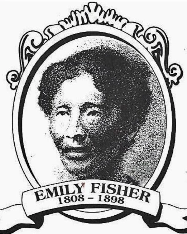 Portrait of a Black woman with the text, Emily Fisher 1808-1898, below