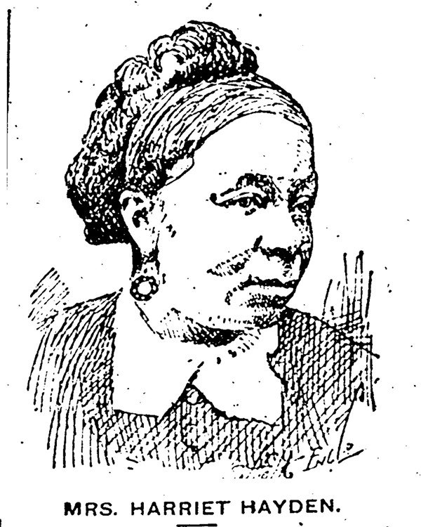 Newspaper sketch of a portrait of a Black woman from the 1800s.