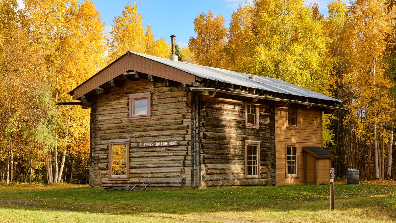 Fall colors surround Slaven\'s Roadhouse