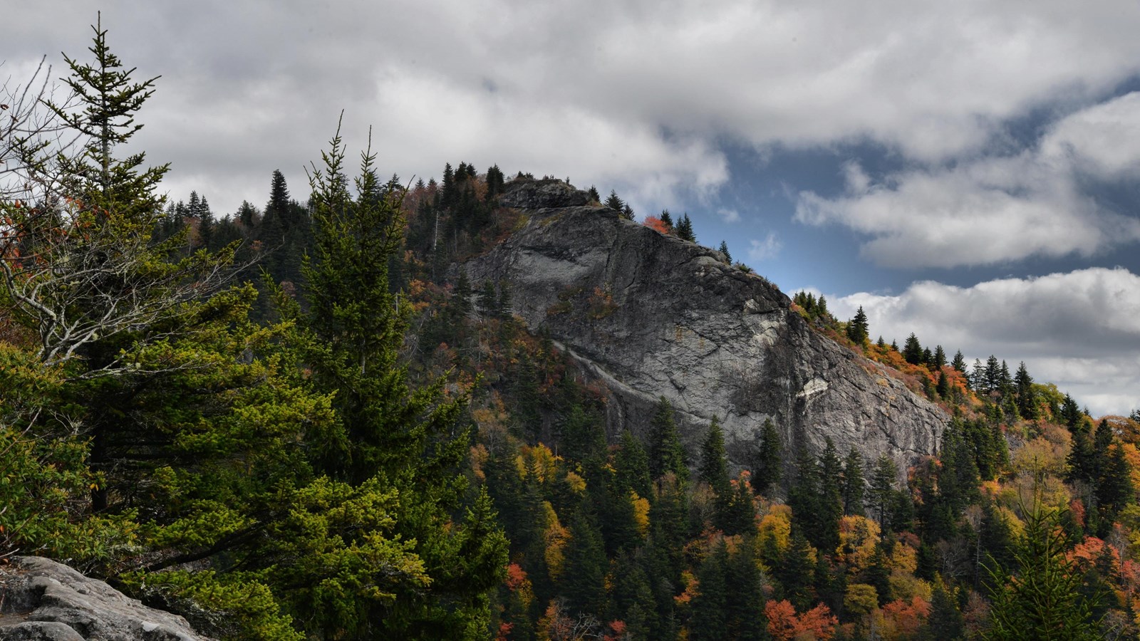 Devils Courthouse with fall foliage