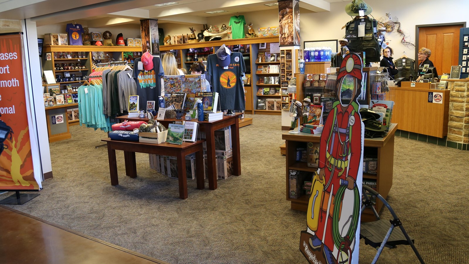 A small gift shop with items for purchase.
