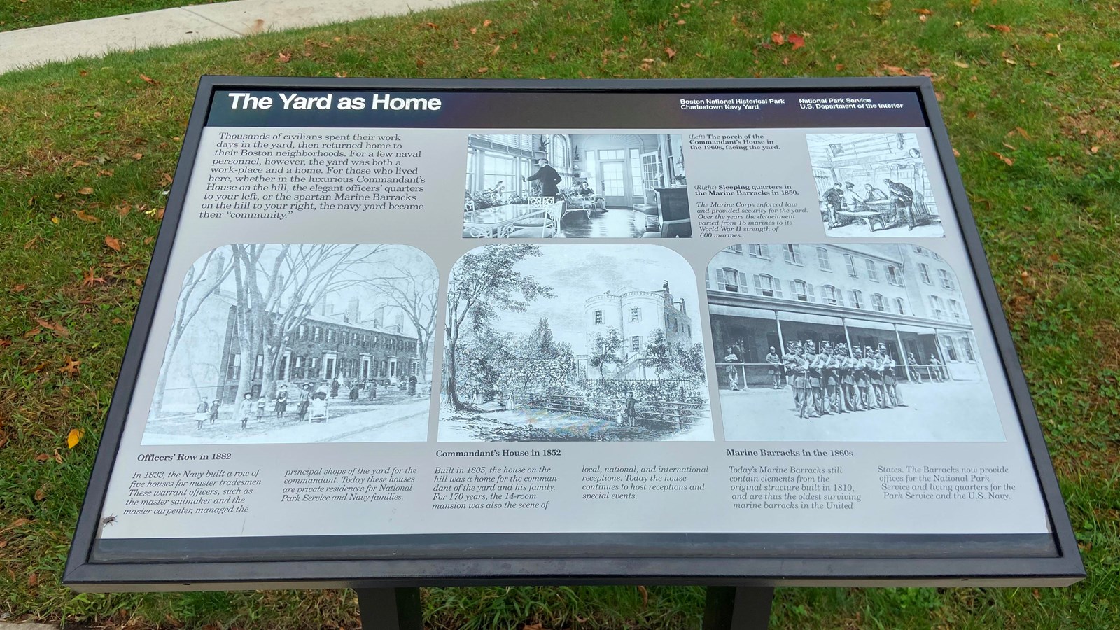 Low-profile wayside with introductory text five black and white images with captions.