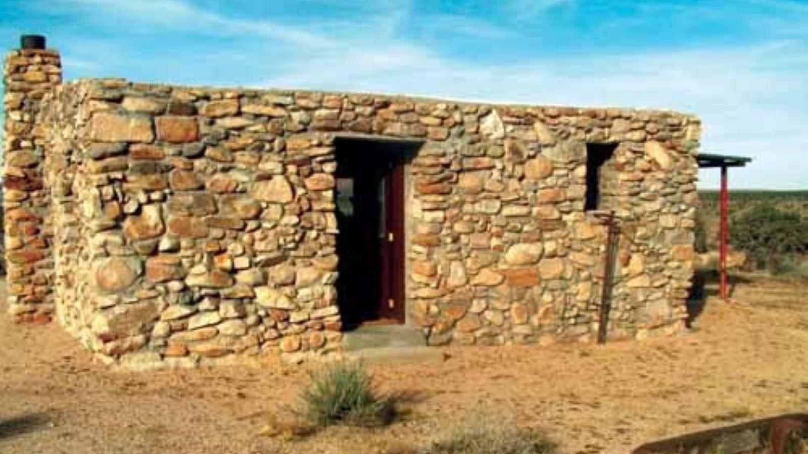 a cabin made of rock