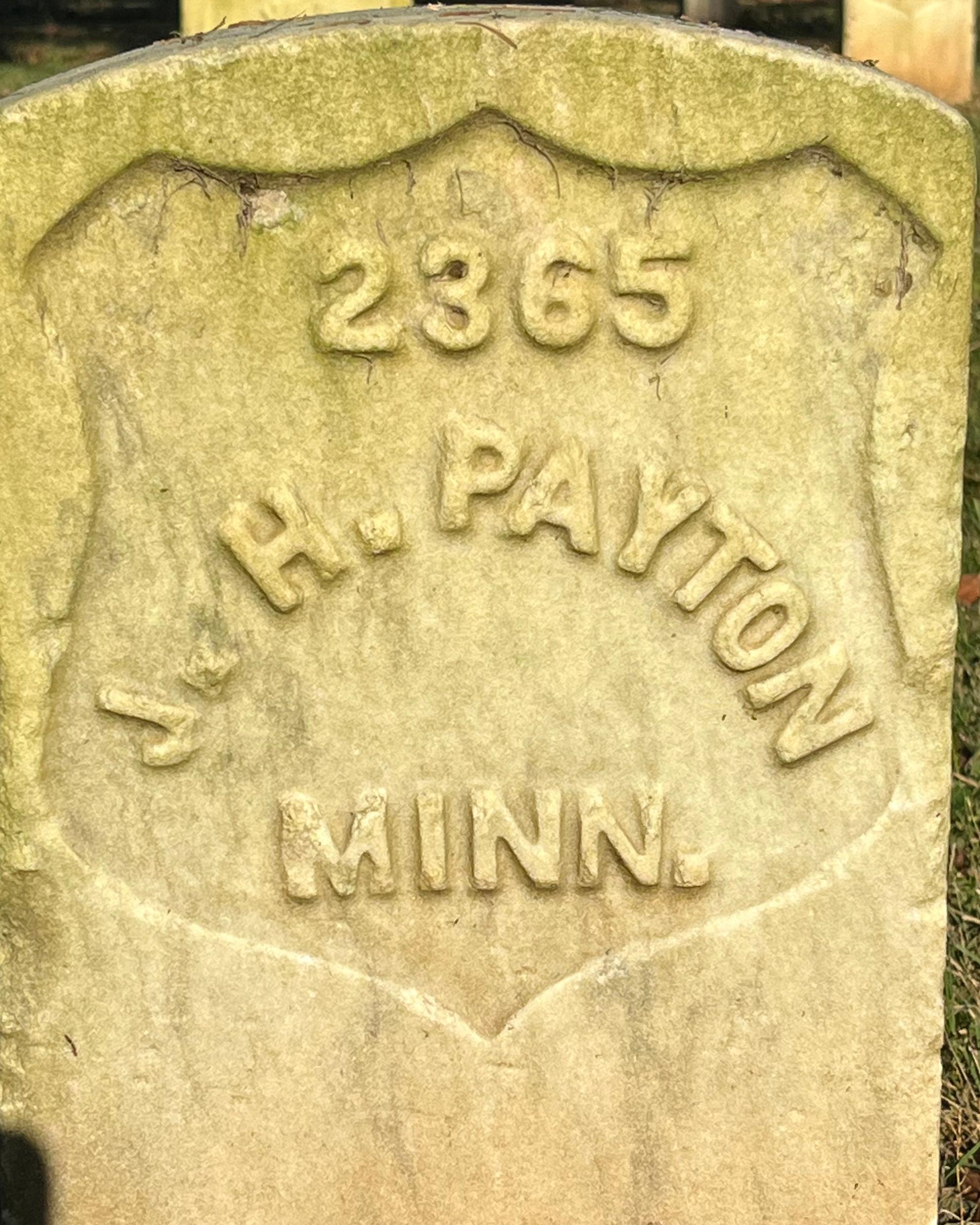 Headstone reading 2365 H.H. Payton Minn.