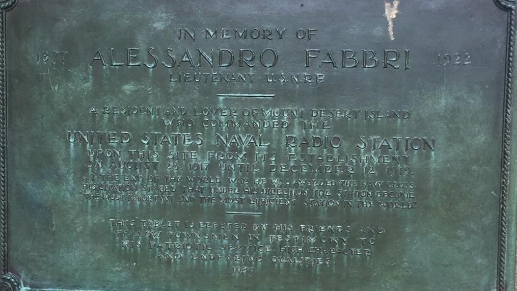 Bronze plaque on granite, inscription dedicated to Alessandro Fabbri.