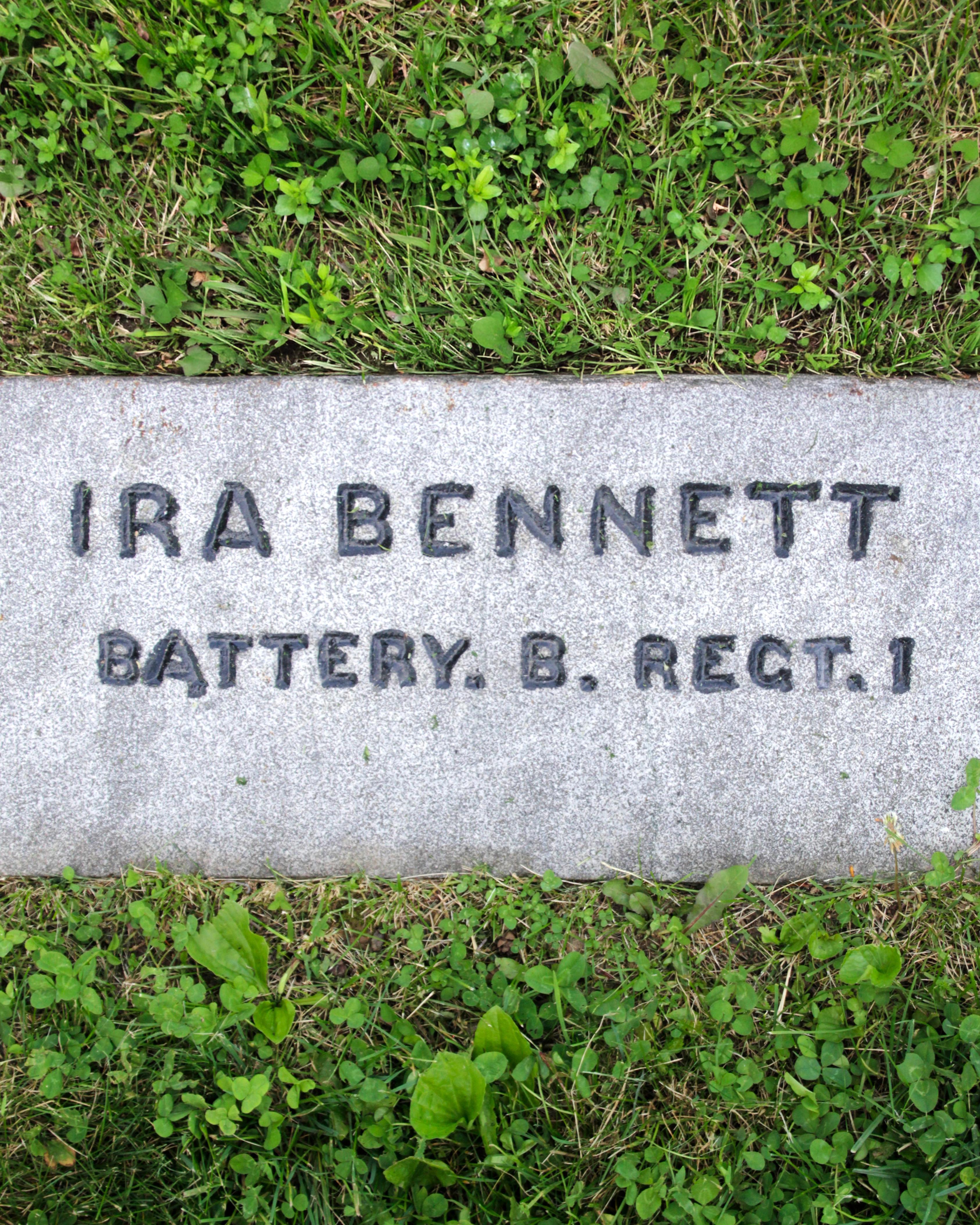 Gravestone of Ira Bennett in Gettysburg National Cemetery