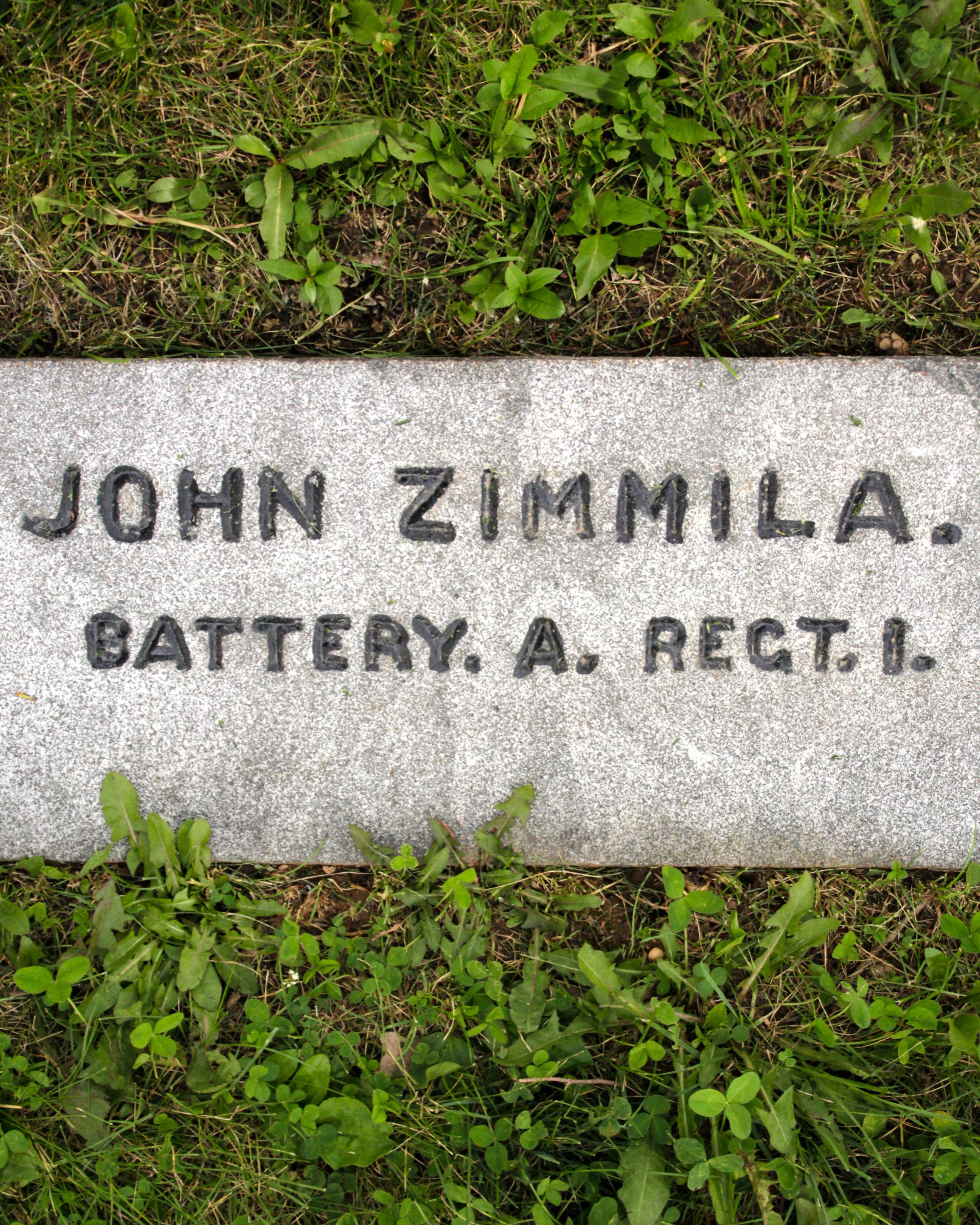 Gravestone of John Zimmila in Gettysburg National Cemetery