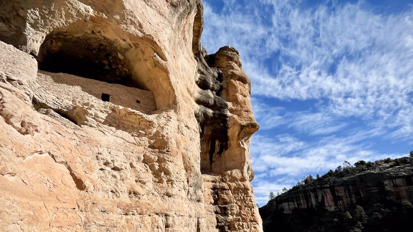 Stone buildings in an alcove.