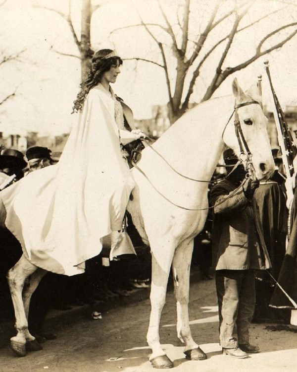 Woman on horseback. 