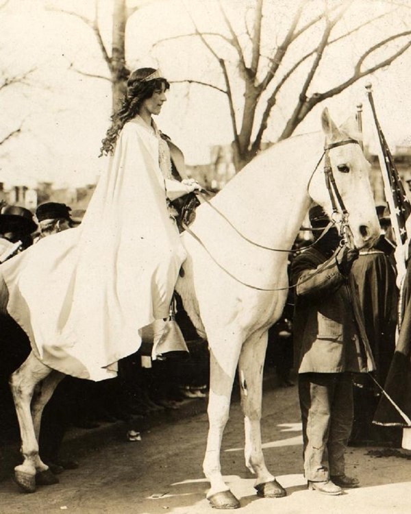 Woman on horseback.