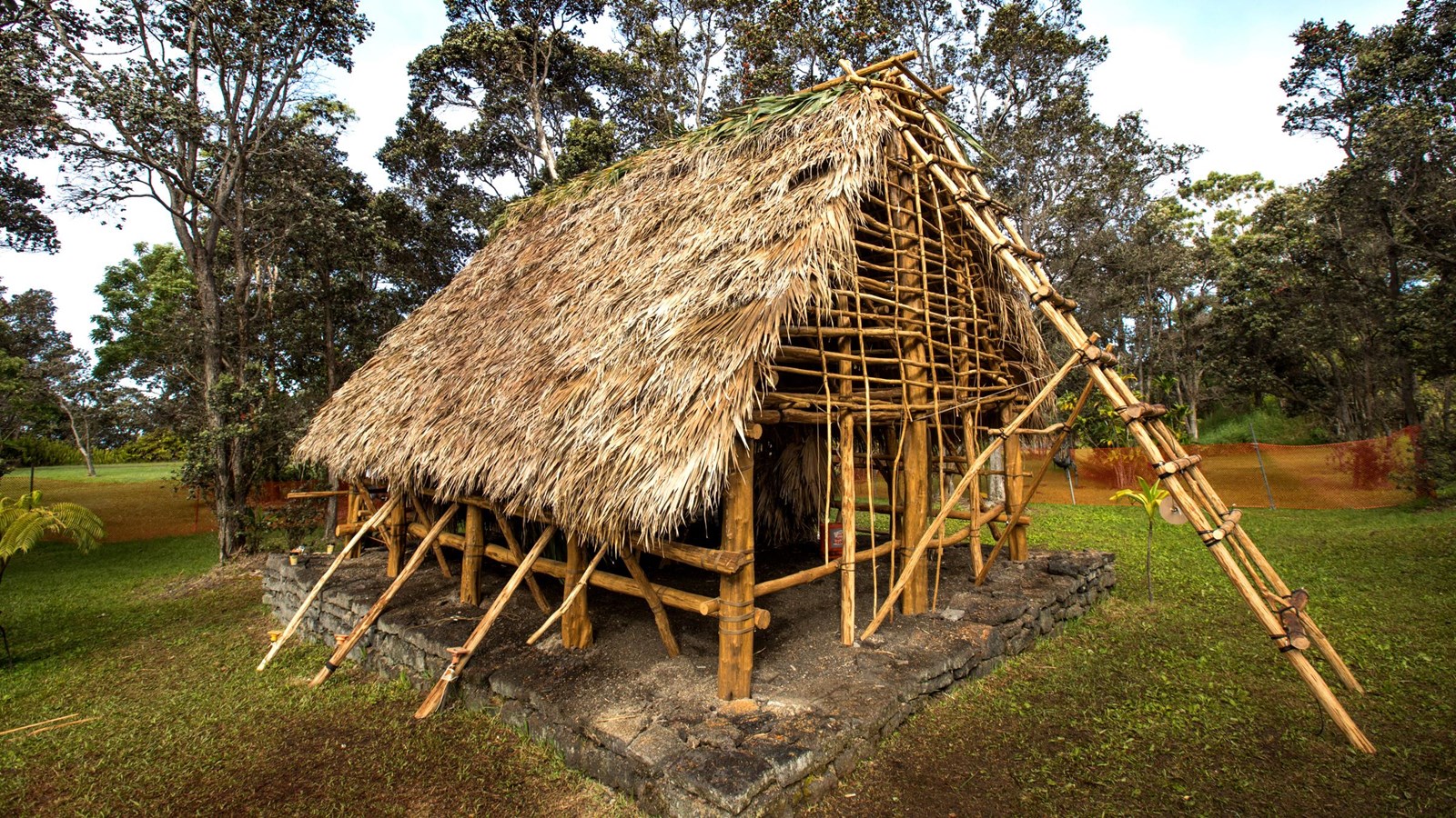 A traditional thatched Hawaiian hale