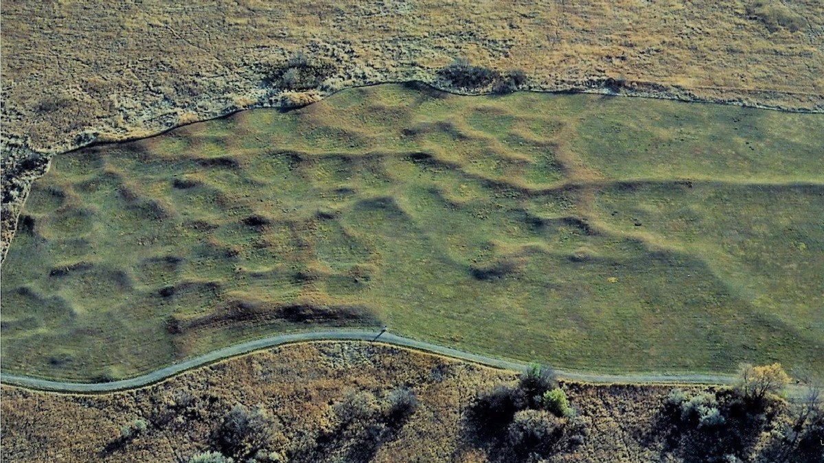 Aerial view of the Lower Hidatsa Site | Historic Sites In North Dakota