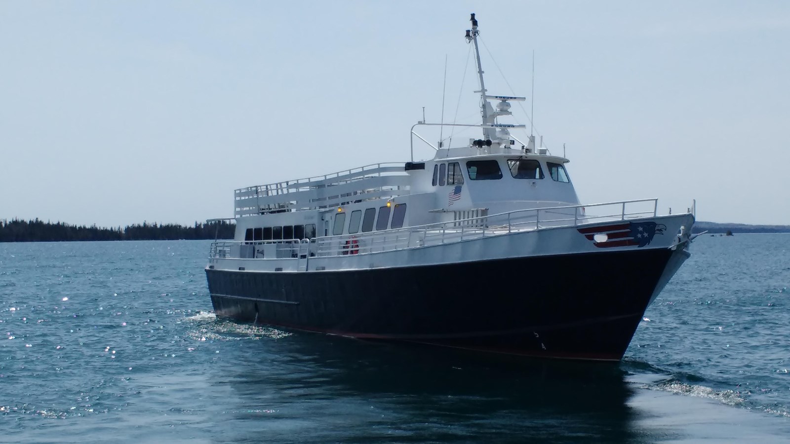 Isle Royale Queen IV, a passenger ferry, on Lake Superior. 