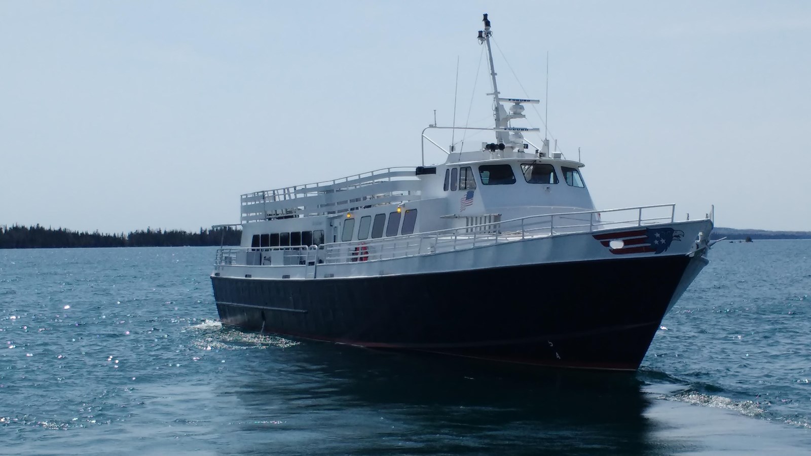 Isle Royale Queen IV, a passenger ferry, on Lake Superior.