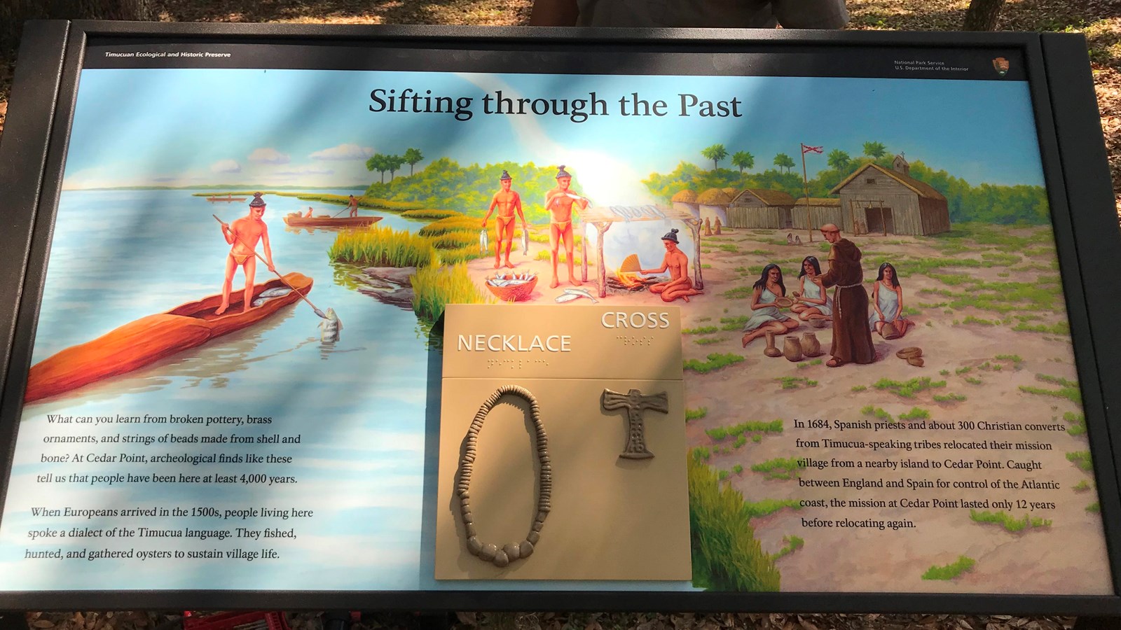 a wayside with image of mission occupied by Timucua 