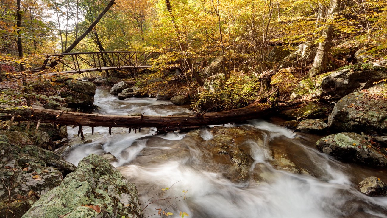 A bridge over a mountain creek.