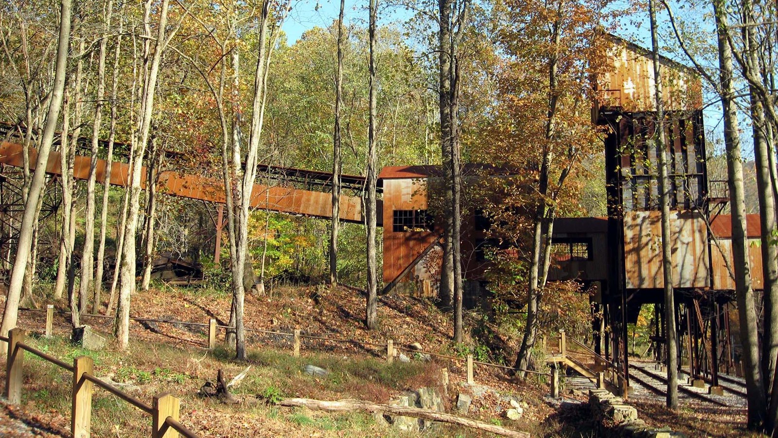 The old coal tipple ruins in forest