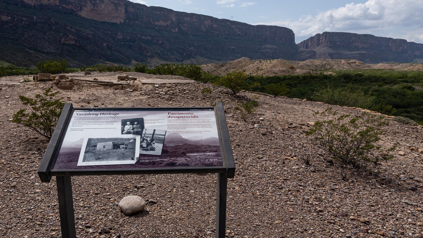 Wayside exhibit and remains of the Sublett house