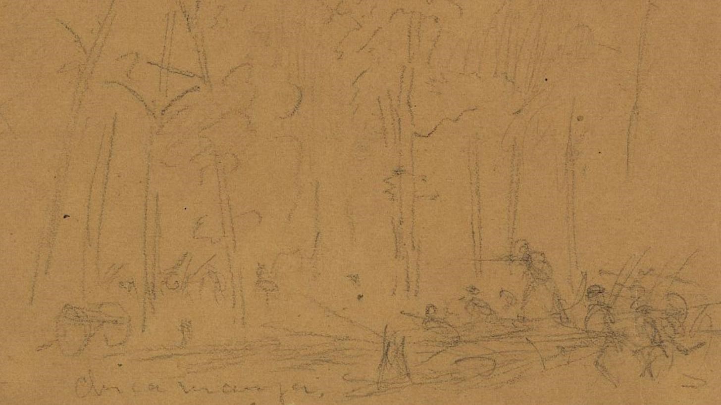 Alfed Waud sketch of the attack on the Union center