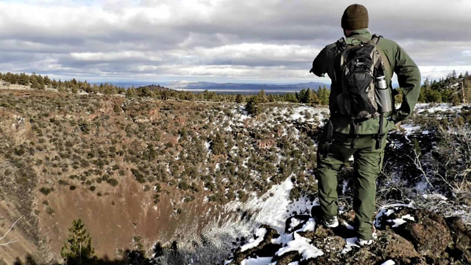 Mammoth Crater with a ranger