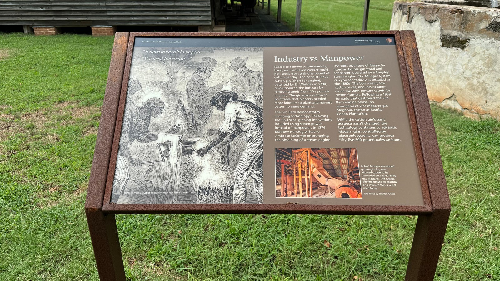 The beginning of the cotton gin of the Magnolia Plantation