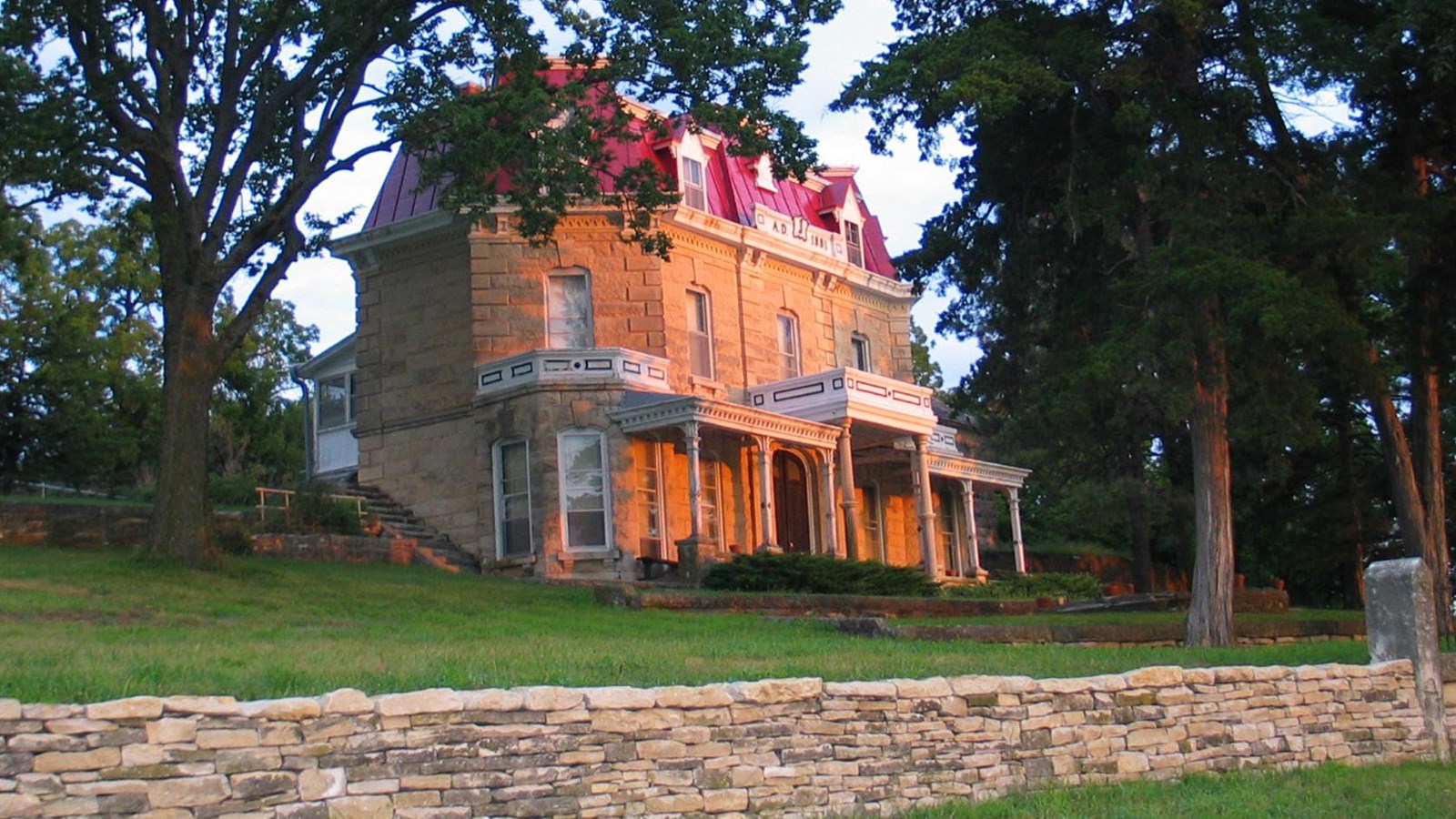 Sunrise scene on the 1881 limestone ranch house.