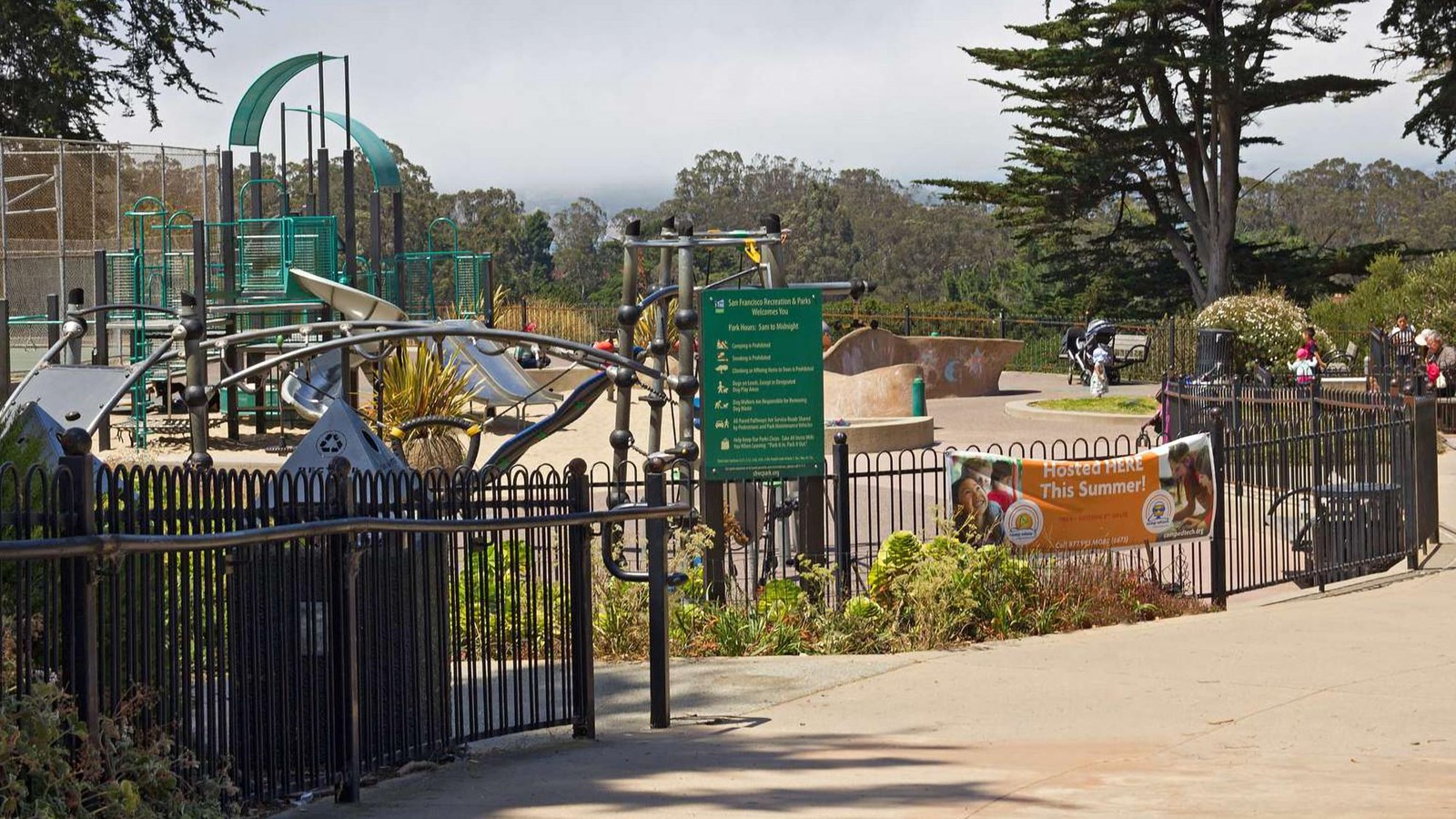 Playground equipment at the Presidio Wall Playground. 