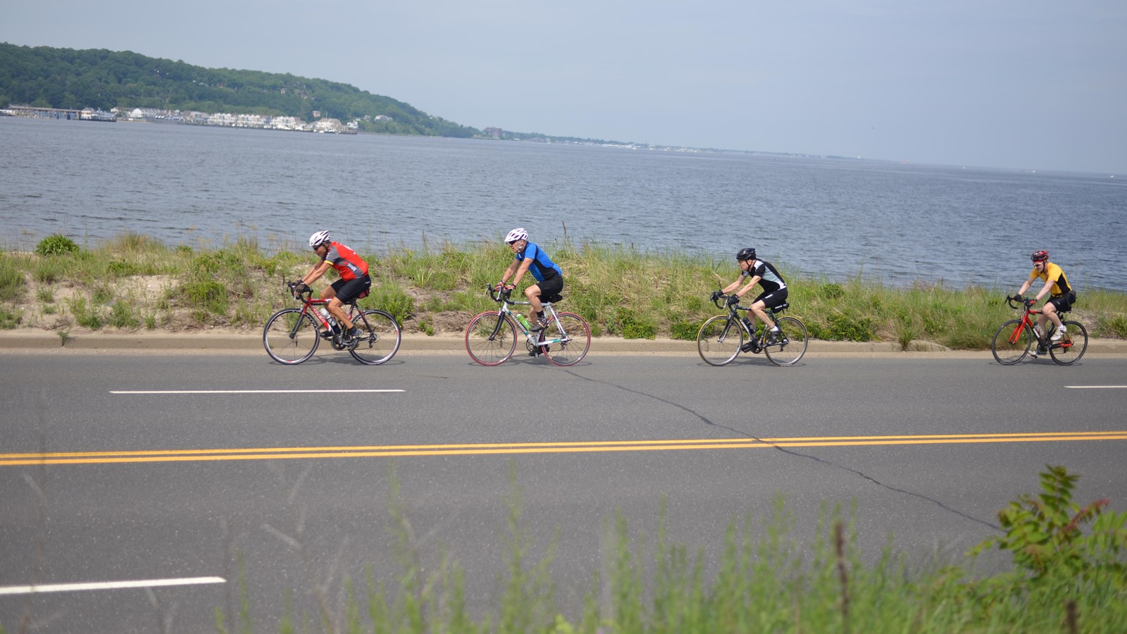 Group of cyclists on a multi-use path