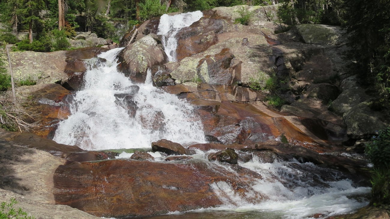 water cascading down rocks