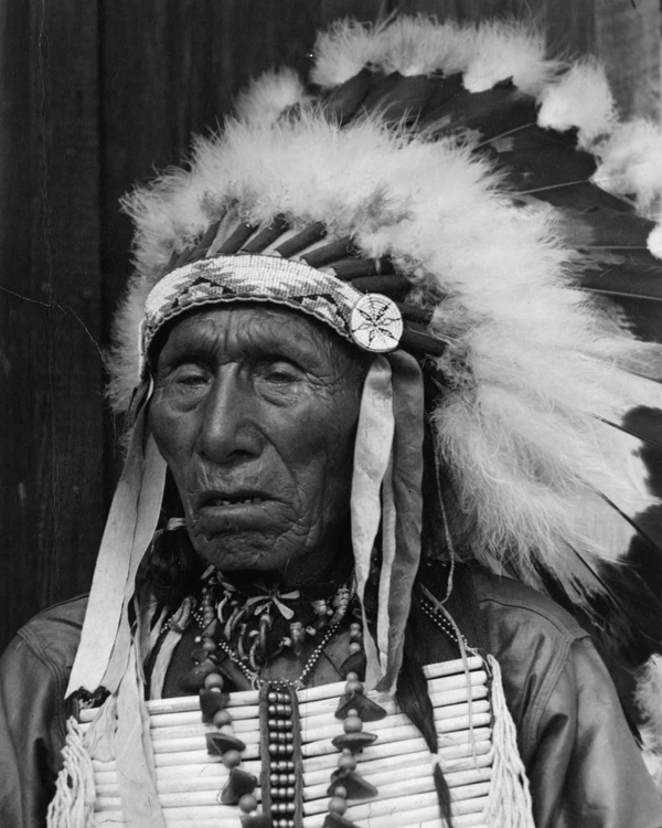 Portrait of an elderly Oglala Sioux man, identified as Black Elk.