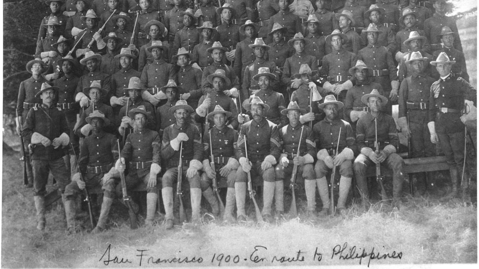 A photograph of the Buffalo soldier squad, circa 1900