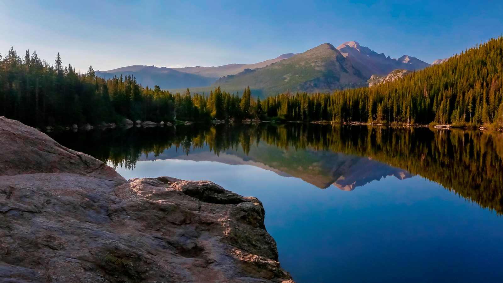 view of Bear Lake from the Bear Lake Trail in summer