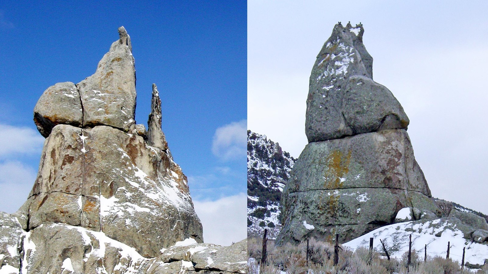 Two angles of this rock feature, the first looks like a Scotty Dog, the second looks like a chicken.