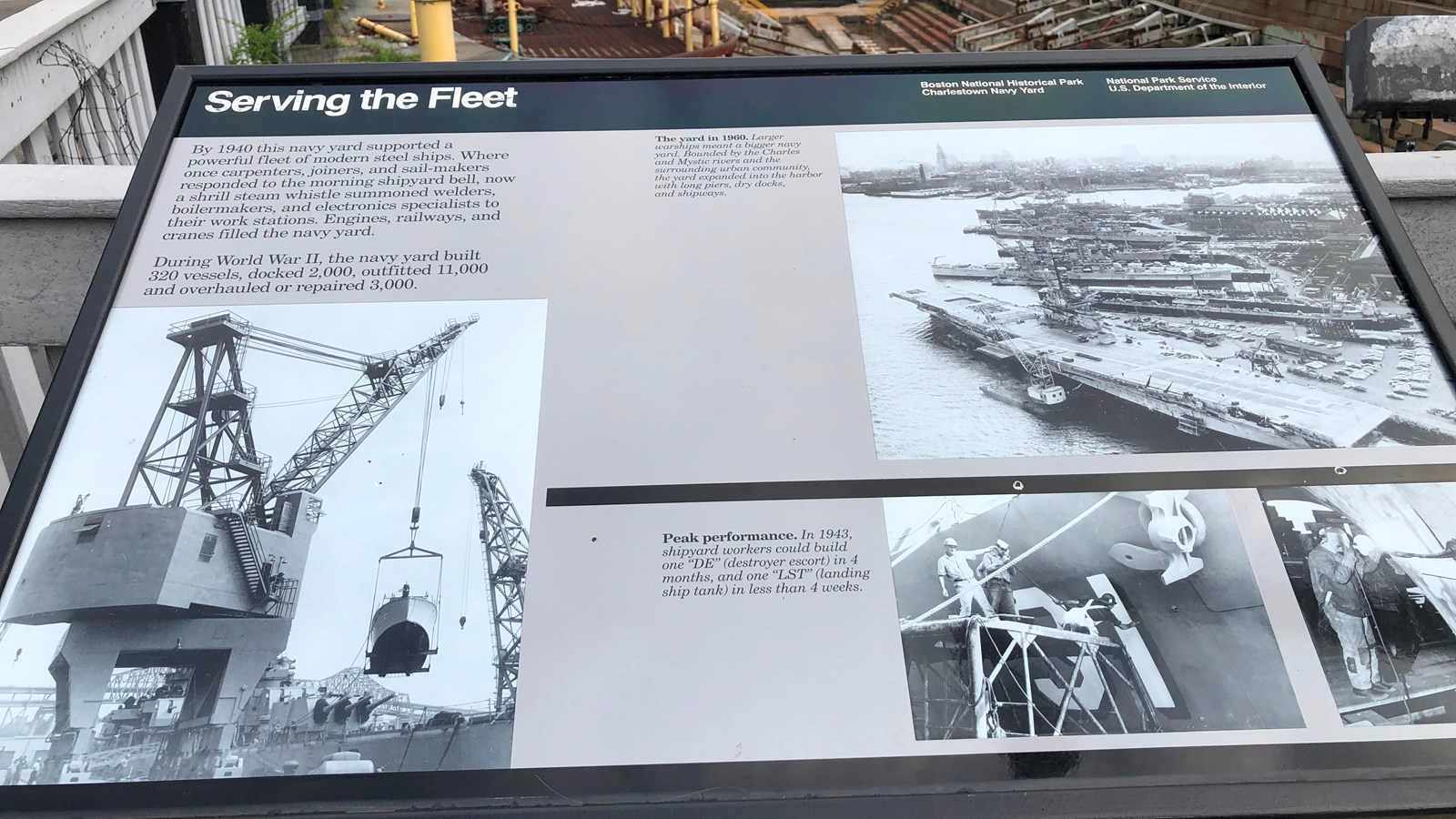 wayside with images of the navy yard and ships
