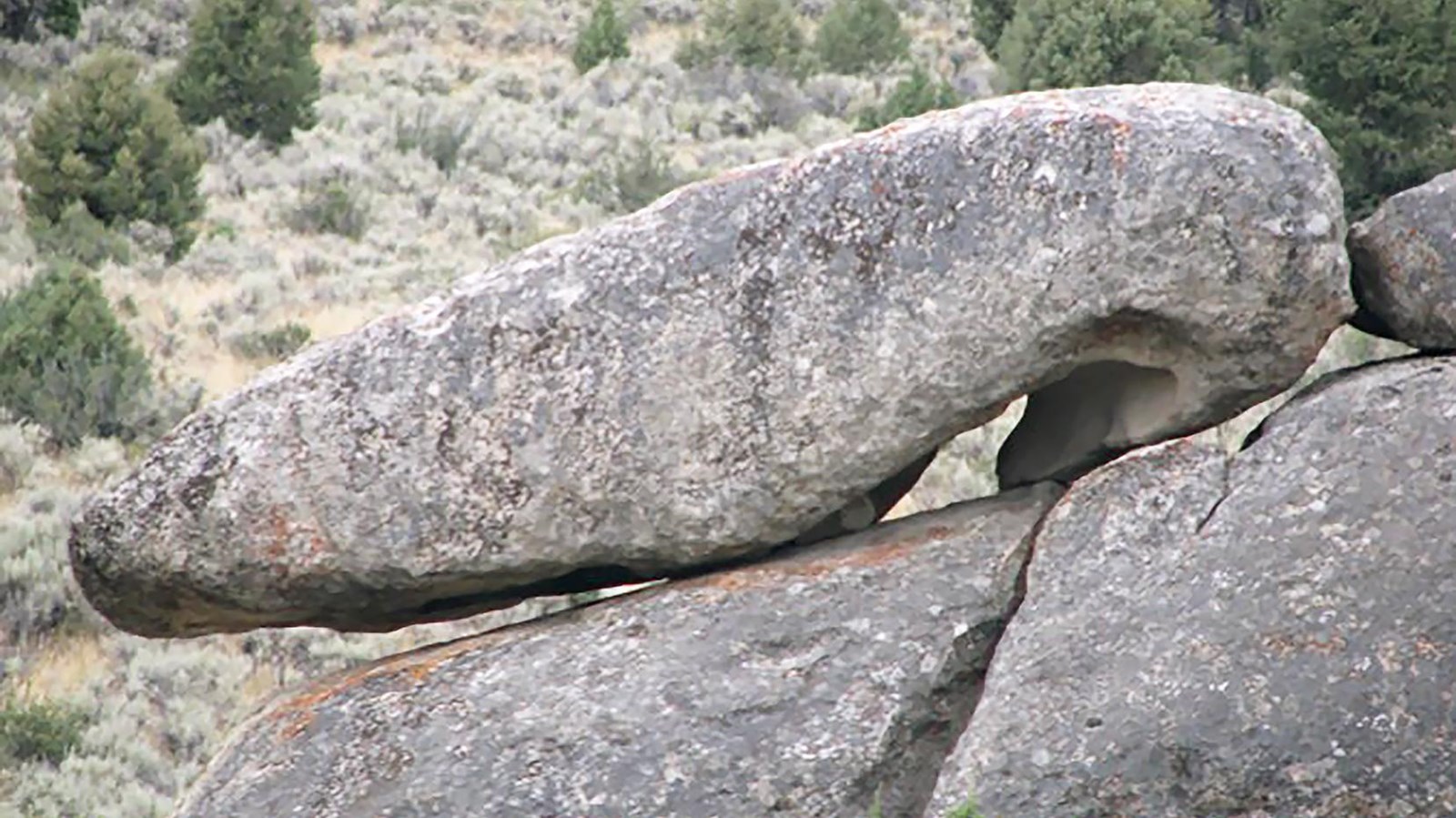 Granite formation that resembles a woman\'s shoe.