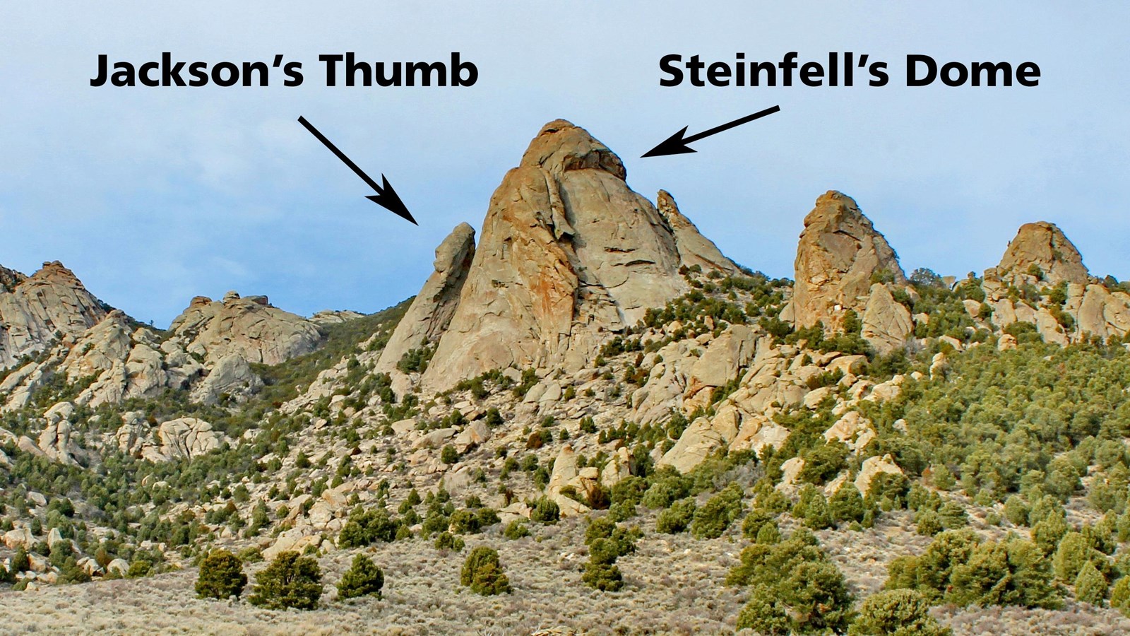 Granite formation\'s on a mountain side.