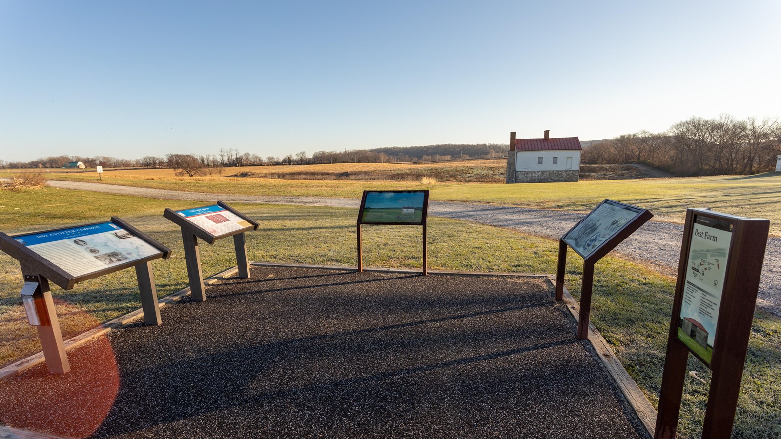 Five informational panels next to each other.