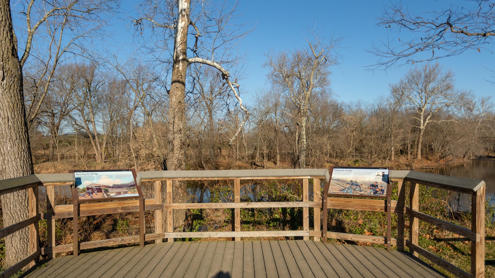 A informational panel in front of
