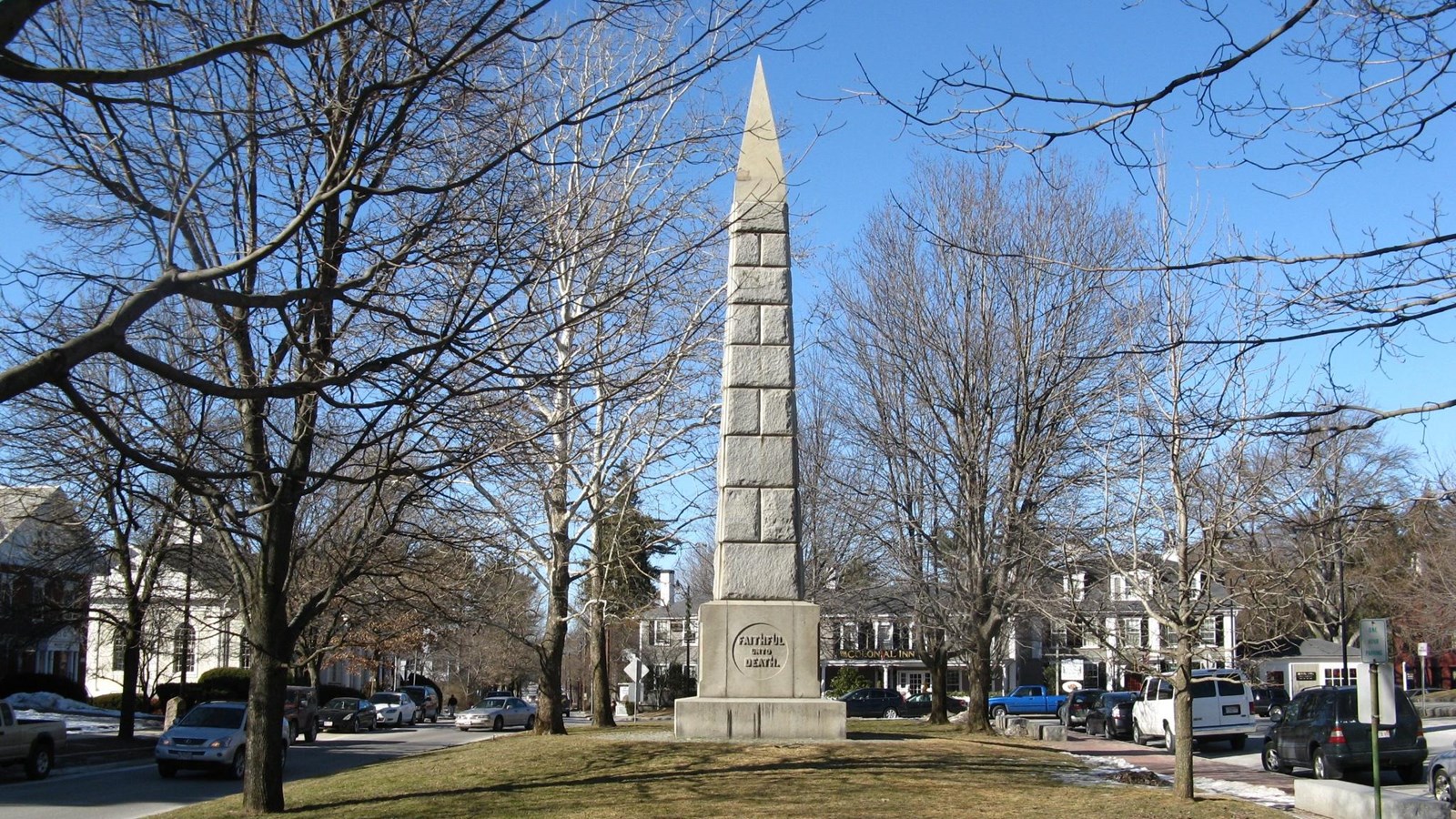 Monument in public square. 