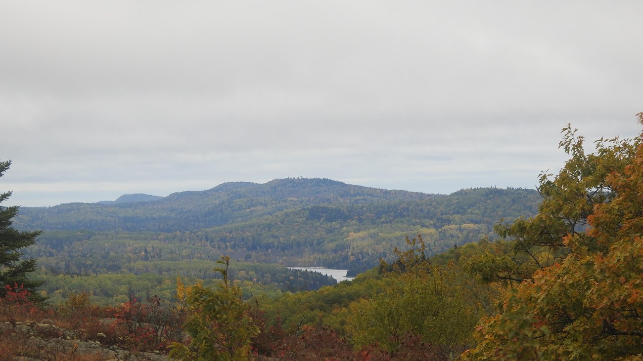 Ridgetop view with cloudy sky at Isle Royale National Park.