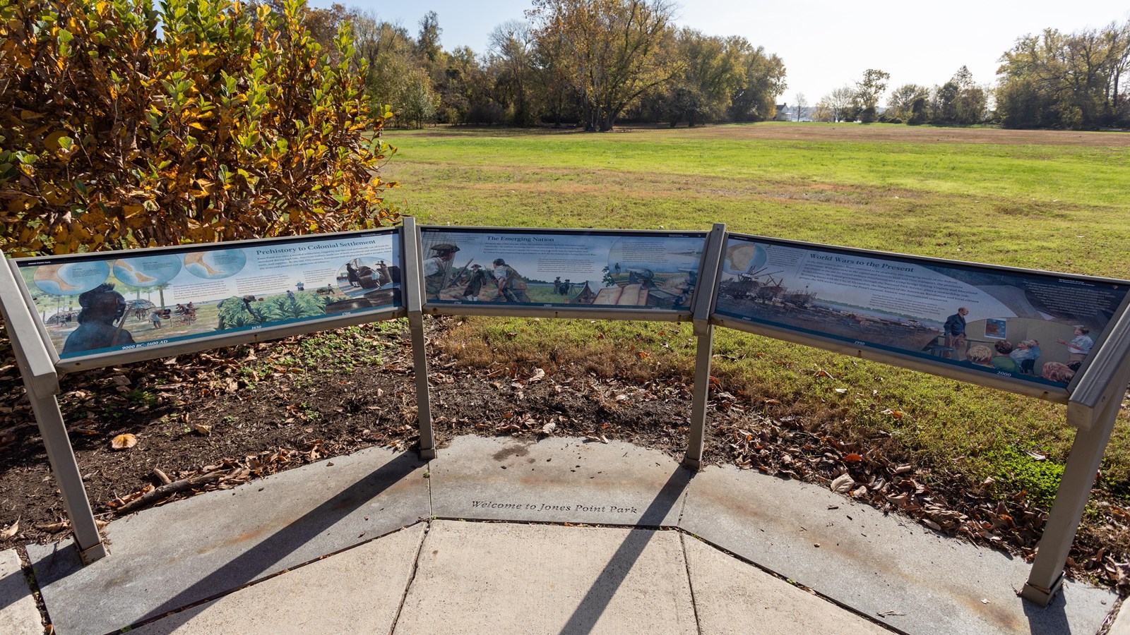 A three-paneled information exhibit.
