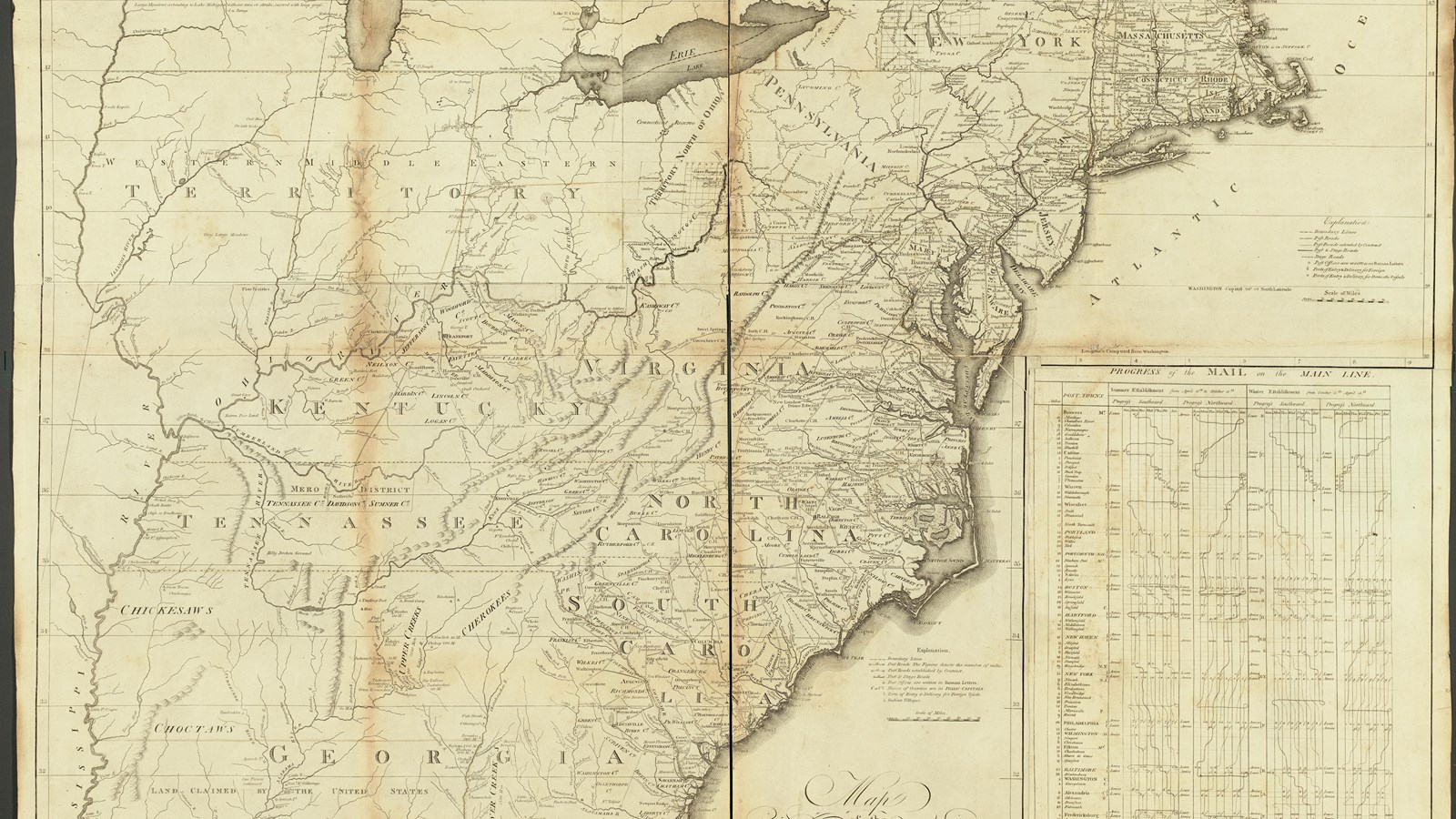 Historic black-and-white map showing creeks, roads, settlements, and town names.
