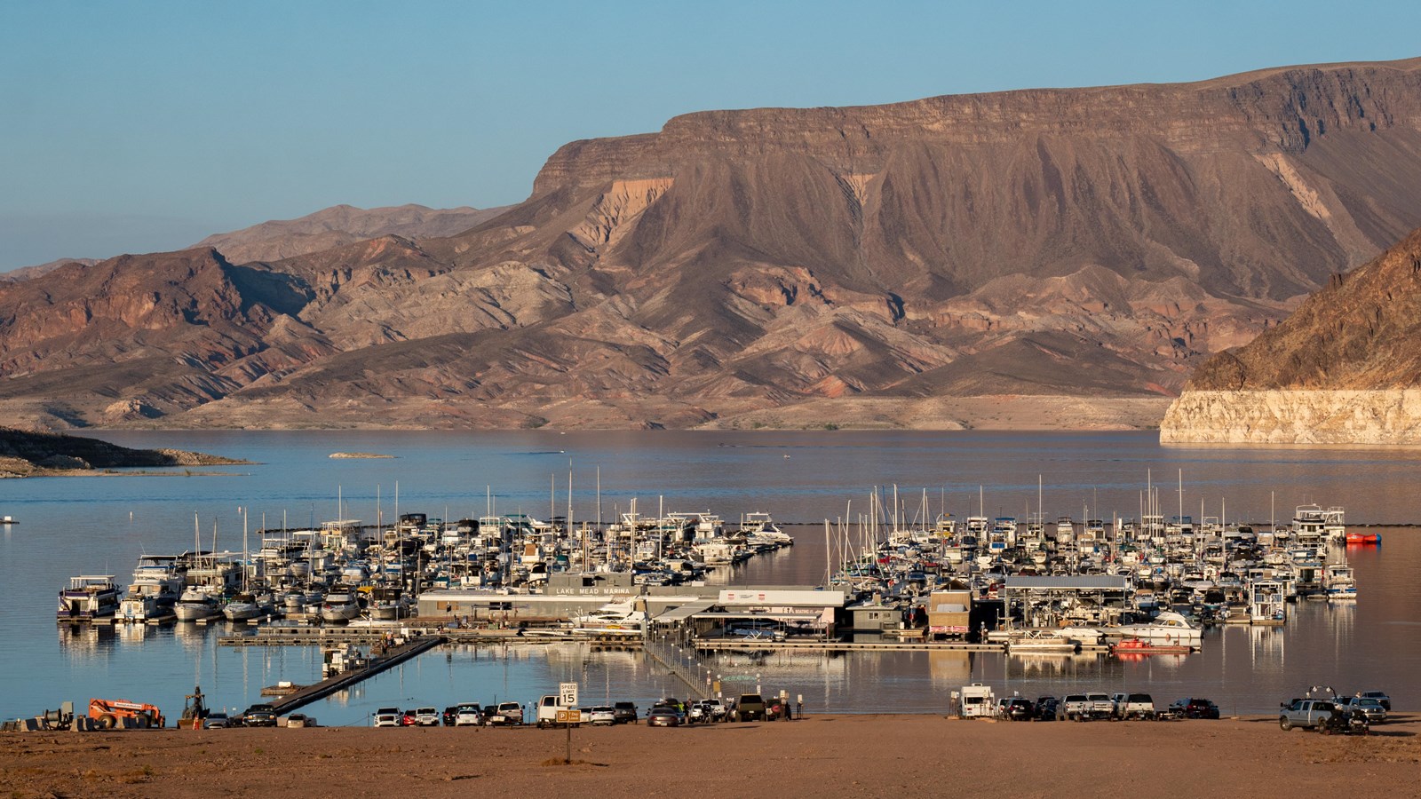 Marina in a desert lake. 