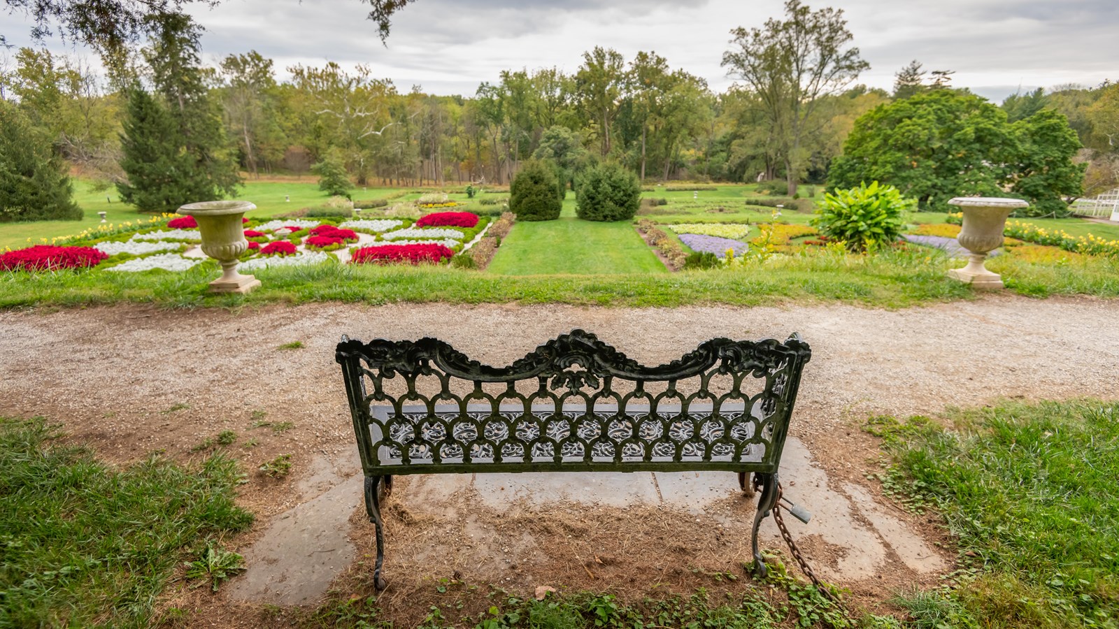 A view of the gardens from the bench.