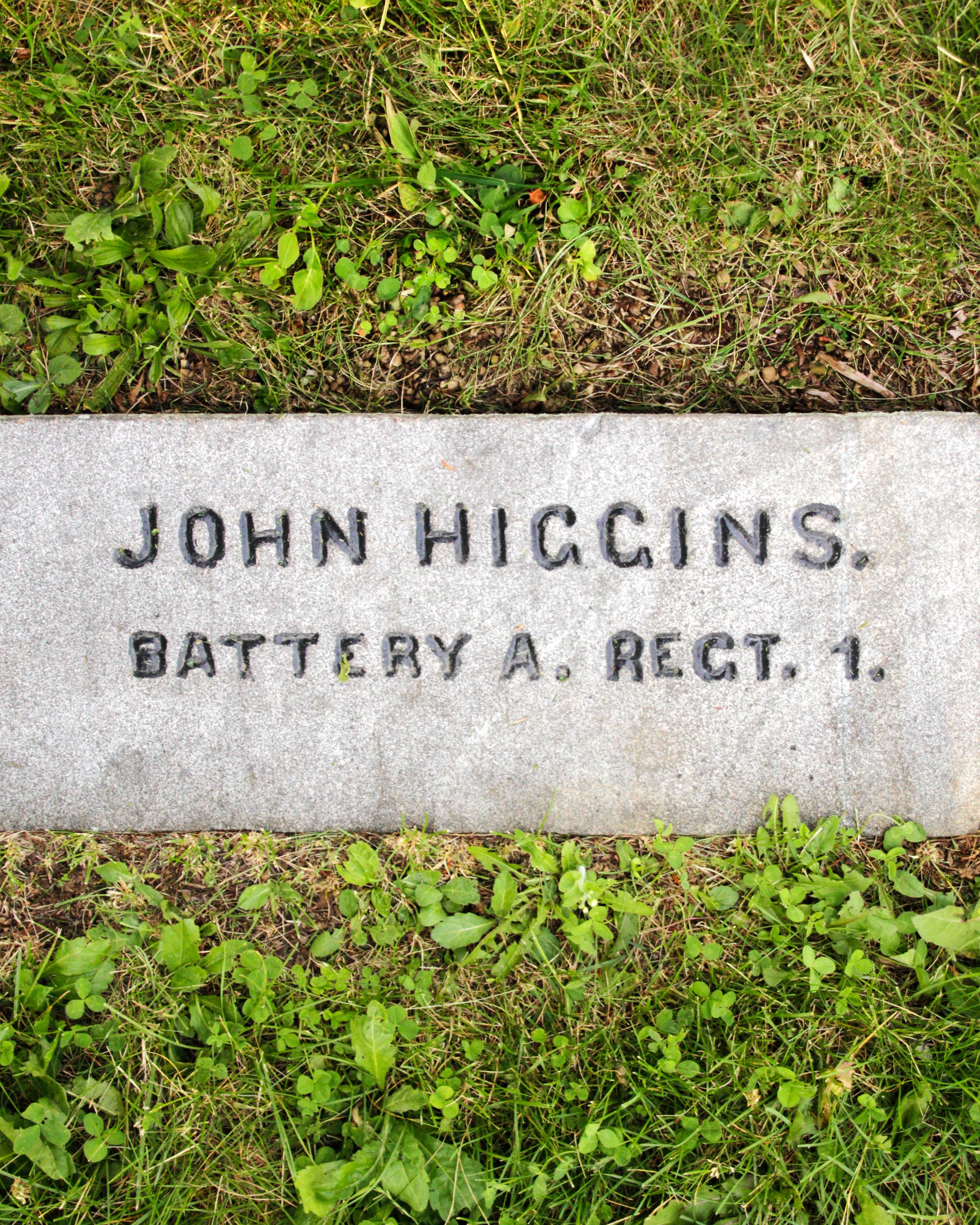 Gravestone of John Higgins in Gettysburg National Cemetery