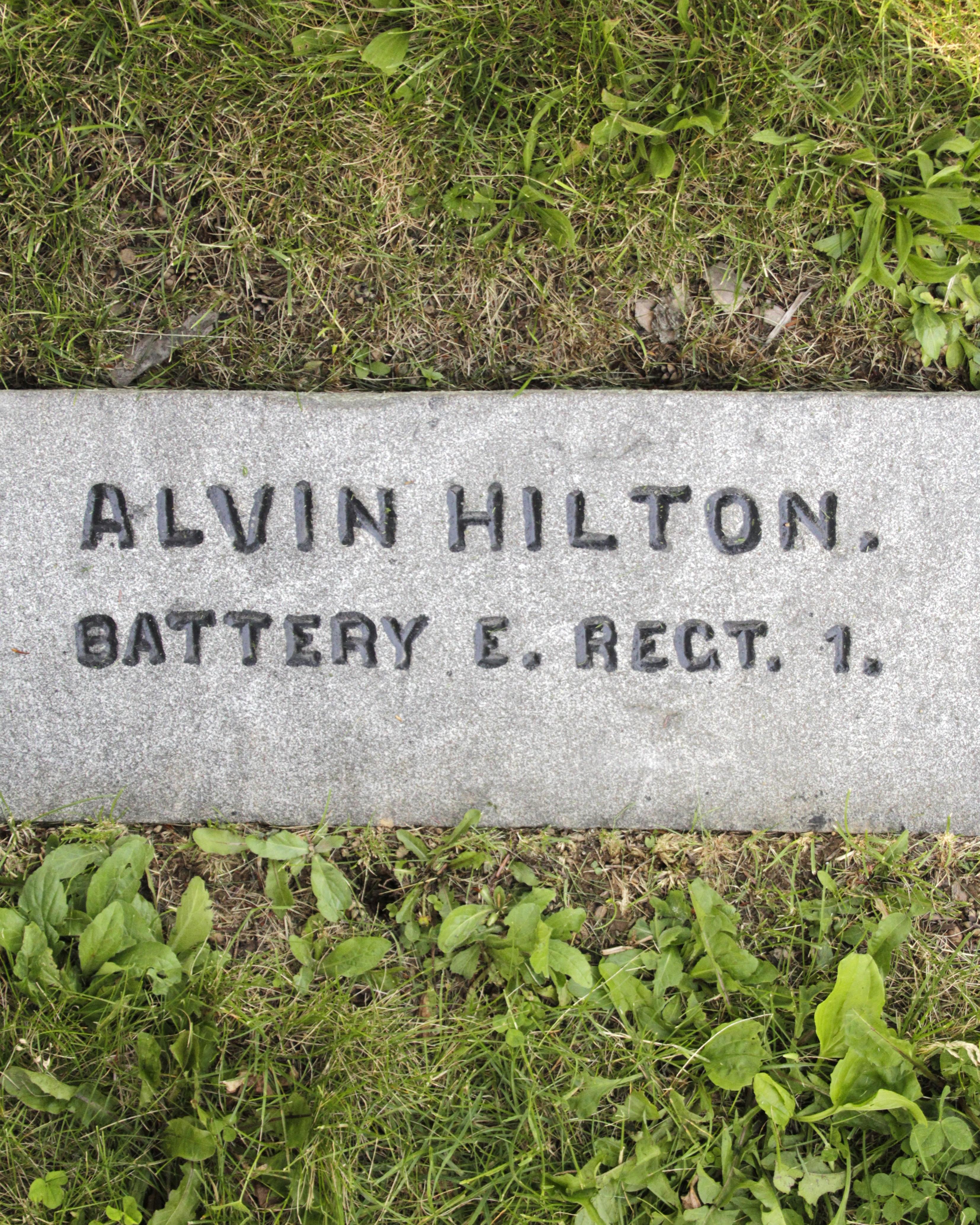 Gravestone of Alvin Hilton in Gettysburg National Cemetery