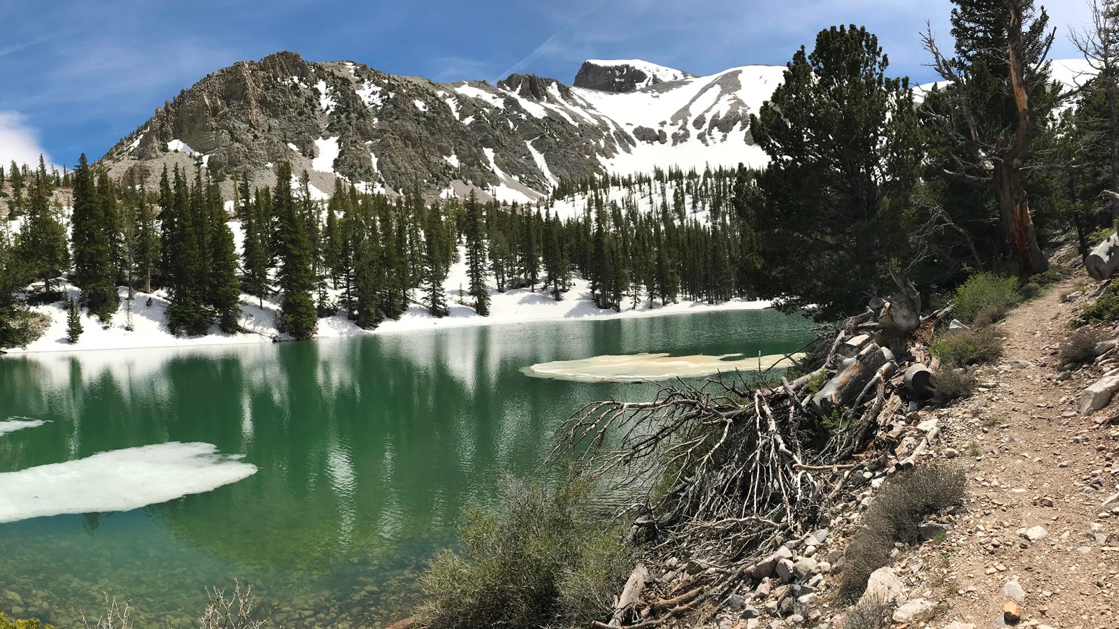 Teresa Lake with Wheeler Peak on the background.