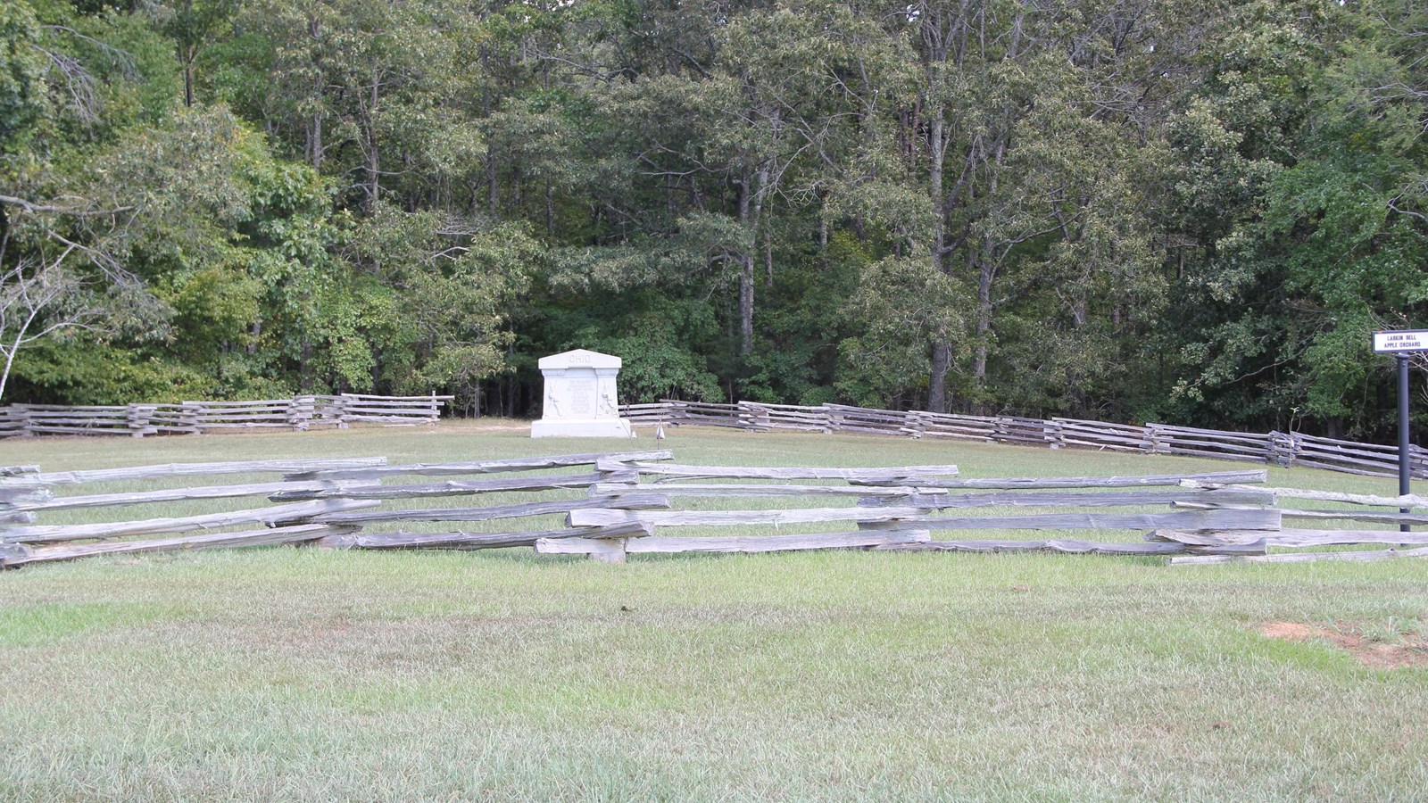 Image of a fence surrounding a Union monument.